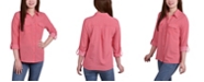 NY Collection Women's 3/4 Roll Tab Shirt with Pockets